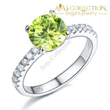925 Sterling Silver Bridal Wedding Promise Ring 2 Carat Simulated Green Peridot - Avas Collection