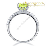 925 Sterling Silver Bridal Wedding Promise Ring 2 Carat Simulated Green Peridot - Avas Collection