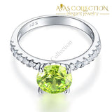 925 Sterling Silver Bridal Wedding Promise Ring 2 Carat Simulated Green Peridot - Avas Collection