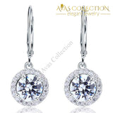 Simulated Diamond Round Cut Dangle Drop Sterling 925 Silver Earrings