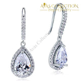 2 Carat Simulated Diamond Pear Cut Dangle Drop Sterling 925 Silver Earrings