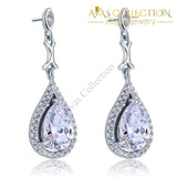 Pear Cut Simulated Diamond Vintage Dangle 925 Sterling Silver Earrings