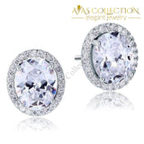 3 Carat Oval Cut Simulated Diamond Stud 925 Sterling Silver Earrings