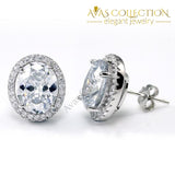 3 Carat Oval Cut Simulated Diamond Stud 925 Sterling Silver Earrings