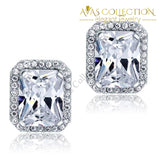 8 Carat Emerald Cut Simulated Diamond Stud 925 Sterling Silver Earrings