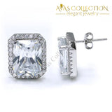 8 Carat Emerald Cut Simulated Diamond Stud 925 Sterling Silver Earrings