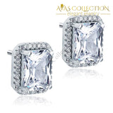 8 Carat Emerald Cut Simulated Diamond Stud 925 Sterling Silver Earrings