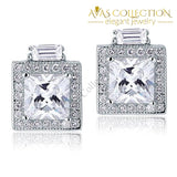 2 Carat Simulated Diamond Vintage Style Stud 925 Sterling Silver Earrings