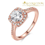 Swarovski Crystal Halo Ring In 18K Gold Plated Rose / 5