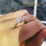 Solid Popular 925 Sterling Silver Halo Rings Yellow Pink Rings Engagement