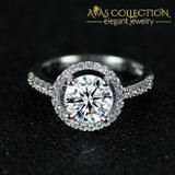 Solid Popular 925 Sterling Silver Halo Rings Yellow Pink Rings Engagement