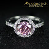 Solid Popular 925 Sterling Silver Halo Rings Yellow Pink Rings Engagement