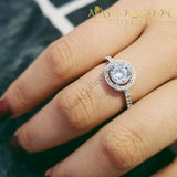 Solid Popular 925 Sterling Silver Halo Rings Yellow Pink Rings 5 / White Engagement