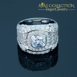 2.5 Ct Cushion Halo Men Ring / Sona Nscd Rings