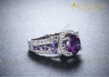 18k White Gold Filled Rings Purple Stone Luxury  Ring - Avas Collection