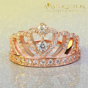 Crown Rose Gold Filled Engagement Ring/ Fashion Ring - Avas Collection