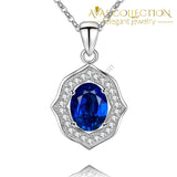 Natural Blue  Pendant Necklace 925 Sterling Silver Oval - Avas Collection