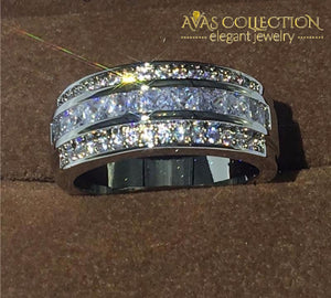 18K White Gold Filled Band Ring For Men Rings