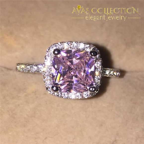 3CT Square Purple Luxury Ring 10k White Gold Filled - Avas Collection