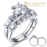 2 Ct Solid Sterling 925 Silver 2-Pcs  Vintage Style Wedding Ring Set/ High Polished - Avas Collection