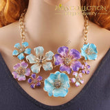 Chunky Crystal Flower Necklace & Earrings Jewelry Sets