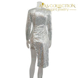 Silver Mid Dress With Deep V-Neck Dresses