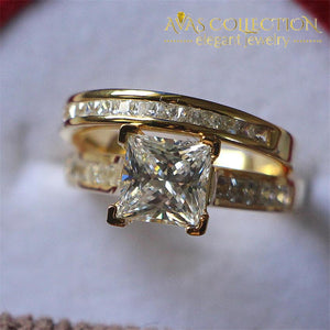 2.55Ct Princess Cut Synthetic Diamonds Wedding Set - Avas Collection