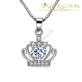 Purple / White Crown Cz Pendant Necklace 925 Sterling Silver Necklaces