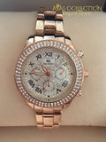 Crystal Diamond Watch for Women Gold/Steel Strip Rose Gold - Avas Collection