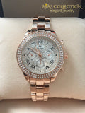 Crystal Diamond Watch for Women Gold/Steel Strip Rose Gold - Avas Collection