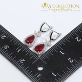 925 Sterling Silver Four Piece Jewelry Set Red Garnet White Zircon - Avas Collection