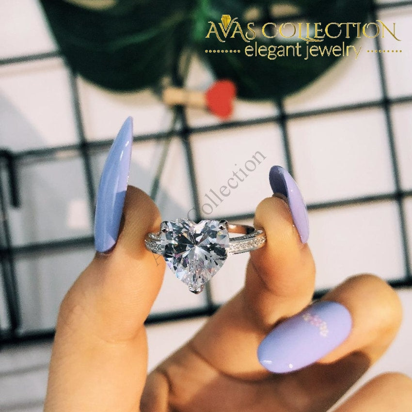 Sterling Silver Promise Ring With Simulated Tanzanite Heart – Size 11 Band, .925 Silver