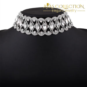 Luxury Hollow Flower Crystal Rhinestone Choker Collar - Avas Collection