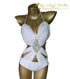 Luxury V Style Crystal Swimwear Women Criss-cross One Piece - Avas Collection