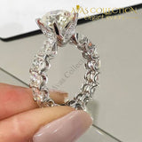 New Luxury Engagement Ring 18K White Gold /925 Solid Silver 7 Rings