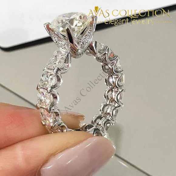 New Luxury Engagement Ring 18K White Gold /925 Solid Silver Rings