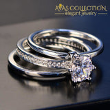 New Arrival Sparkling   Round Shape  3 In 1 Wedding Ring Set - Avas Collection