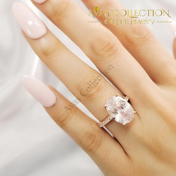 Solitaire Ring for Women Engagement  Ring Rose Gold/Silver - Avas Collection