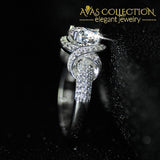 925 Sterling Silver Luxury Twisted Engagement Ring / Simulated Diamonds Rings
