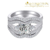 New Arrival Luxury Wedding Ring Set Solid Silver Rings