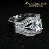 New Arrival Luxury Wedding Ring Set Solid Silver Rings
