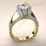 Luxury Jewelry 925 Silver&gold Fiill Round Cut Engagement Ring Rings