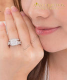 Solid 925 Sterling Silver Wedding  Set/ Vintage Style Princess Cut / High Polished - Avas Collection