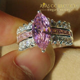 Marquise Cut Pink Stone Rings