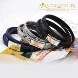 Crystal Snake Leather Bracelet Wap/ Avas Collection Wrap Bracelets