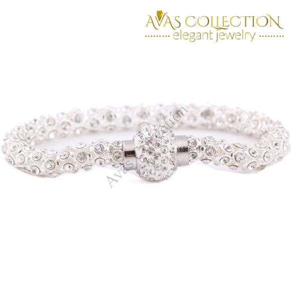 Womens Silver Crystal Bracelet Charm Bracelets