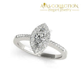 Marquise Cut 1 Ct Halo Style Engagement Ring Rose/white/ Yellow Gold Finish Rings