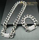 Iced Out Miami Chain Set Light Yellow Color / Watch Pendant Necklaces