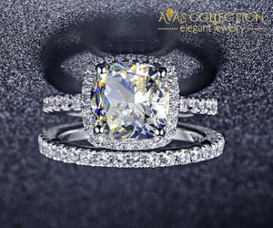 3.55Ct Cushion Cut Synthetic Diamonds Wedding Set - Avas Collection