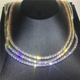 3 Colors Luxury Tennis Necklace Gold Filled Round Cut 4mm